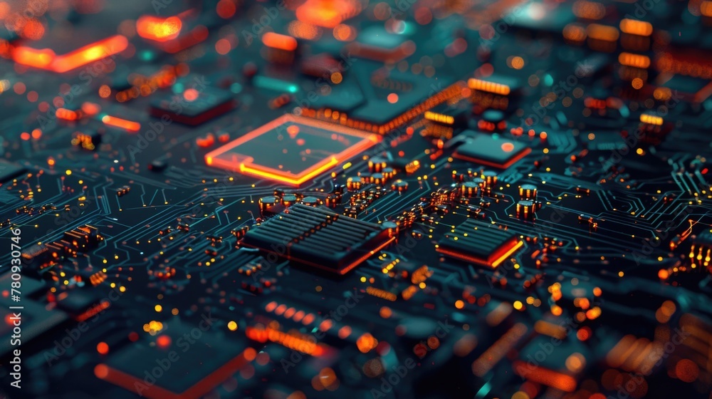 Aufkleber Detailed view of a computer circuit board, suitable for technology and electronics concepts