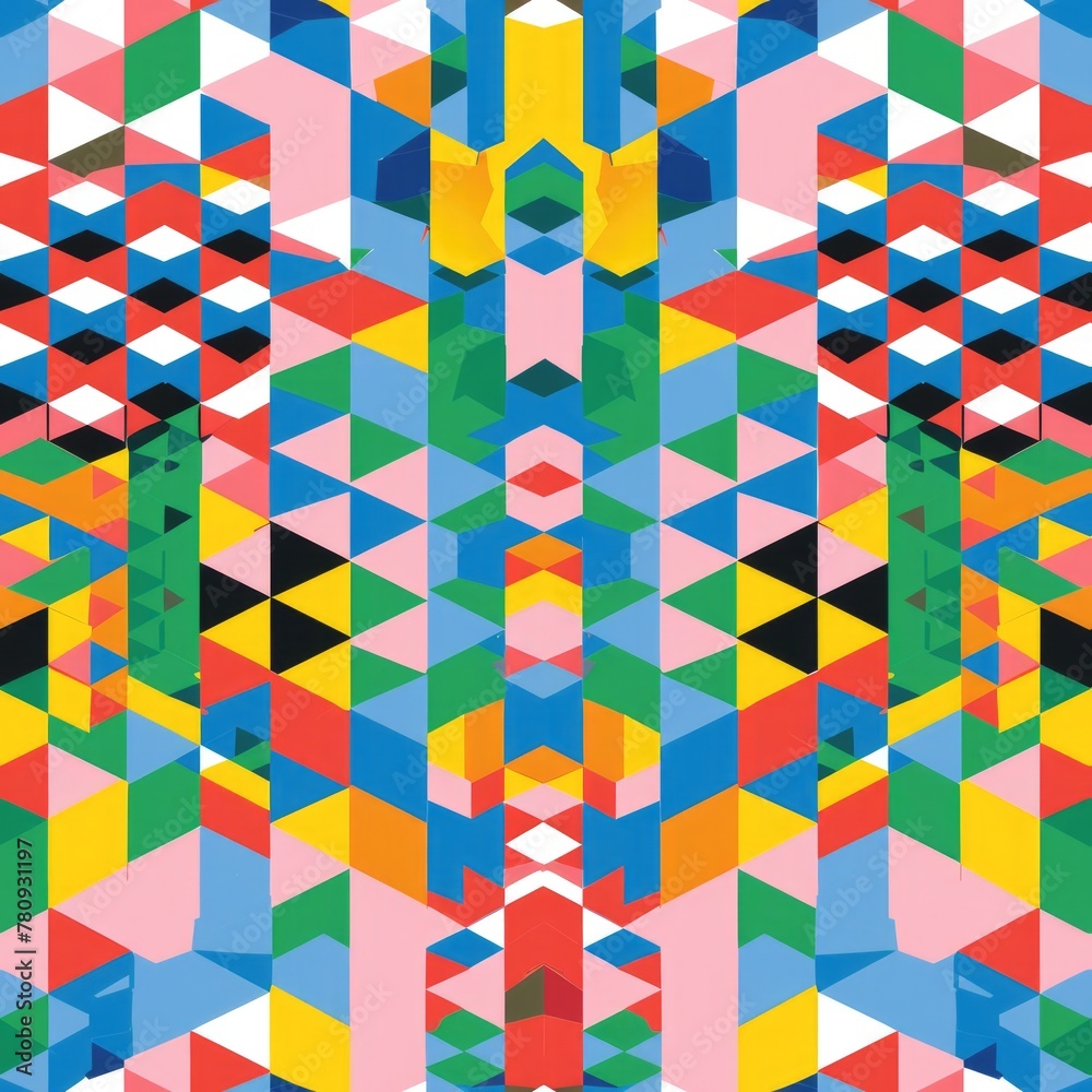 Poster Vibrant geometric shapes in an abstract pattern. Perfect for graphic design projects
