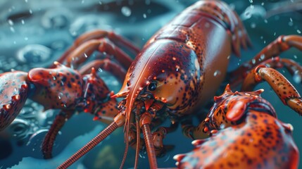 A detailed view of a lobster in its natural habitat. Ideal for seafood industry promotions