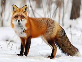 Obraz premium Red fox in snow