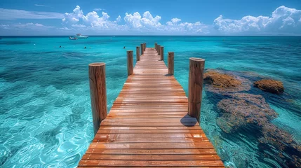 Deurstickers Travel concept. Tropical resort  Caribbean sea Jetty. © Diana