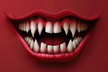 A close-up image of a red mouth with white teeth. Ideal for dental or oral health concepts