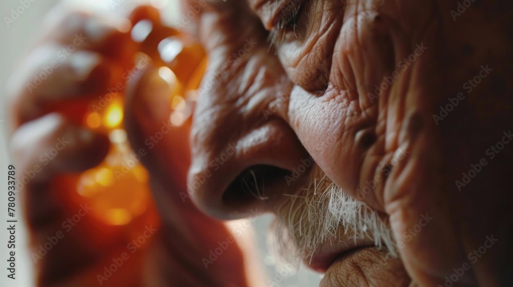 Poster close up of a person holding a bottle, suitable for various concepts