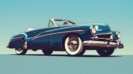 Retro Inspired Convertible Automobile with Scalable Graphics - obrazy, fototapety, plakaty