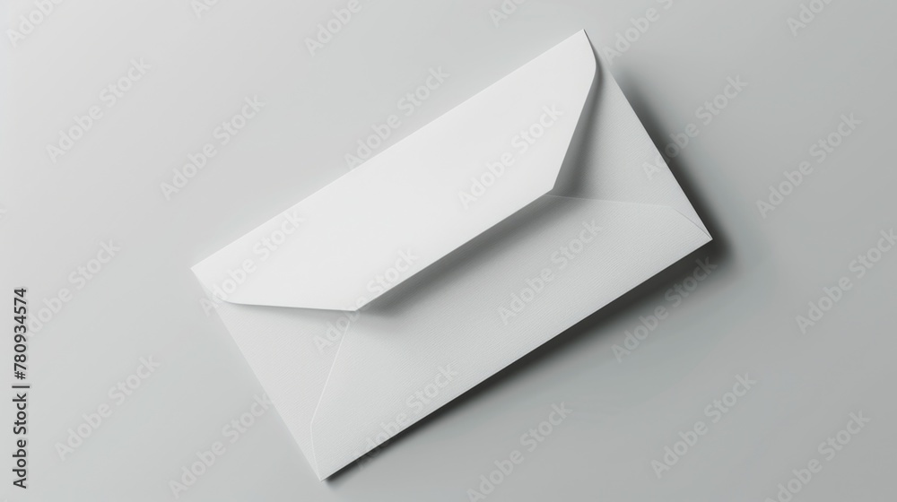 Poster simple white envelope on a plain gray background. suitable for business or communication concepts