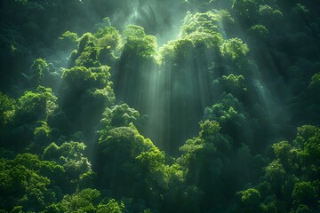 Heart-shaped spotlight on forest floor created by sunlight filtering through dense canopy. Concept Nature, Light and Shadow, Heart-Shaped, Forest Floor, Sunlight Filtering