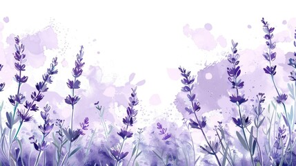 Fototapeta na wymiar Beautiful watercolor painting of lavender flowers on a white background. Perfect for home decor or floral design projects
