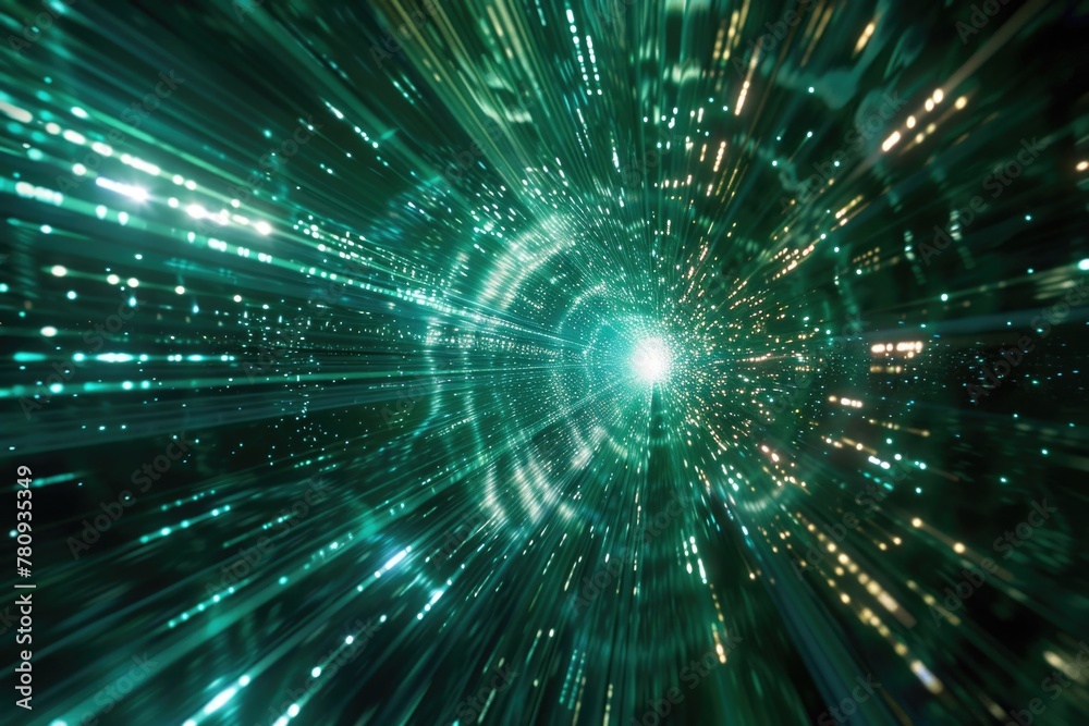 Poster Abstract green and black background with light streaks. Perfect for adding a modern touch to designs