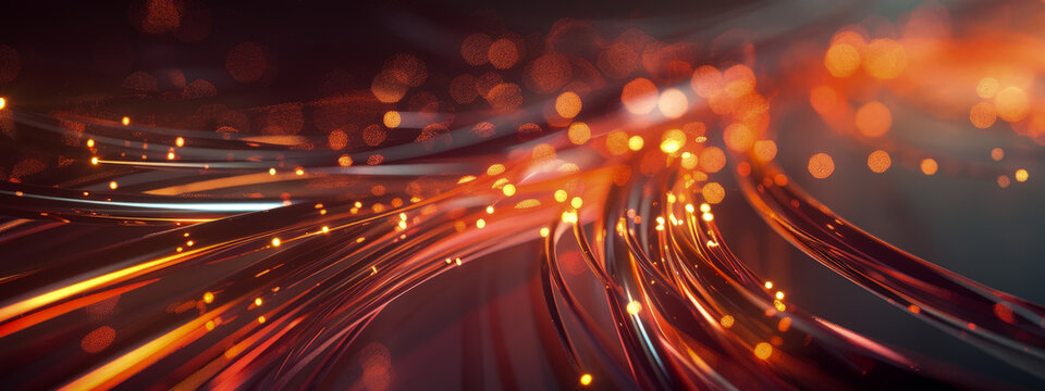 A colorful, abstract image of a wire with many small dots of light