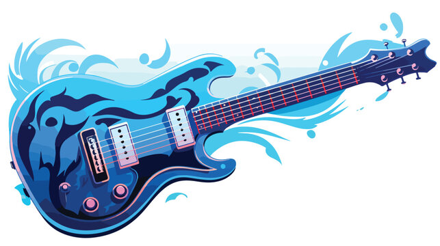 Blue color electric guitar vector image illustratio