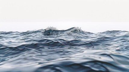 Hyperrealistic studio photo of water edge, lens set 50 percent submerged, white background