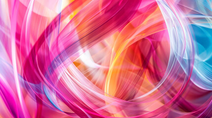 A colorful swirl of pink, orange, and blue