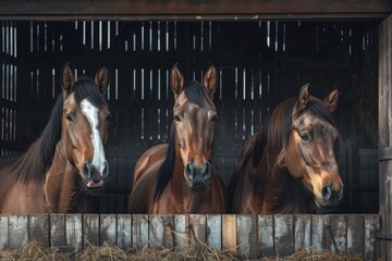 A group of horses standing together. Suitable for various projects