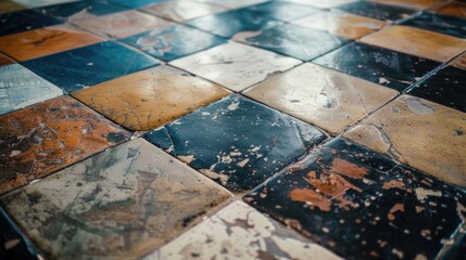 Detailed shot of a tiled floor, suitable for interior design concepts