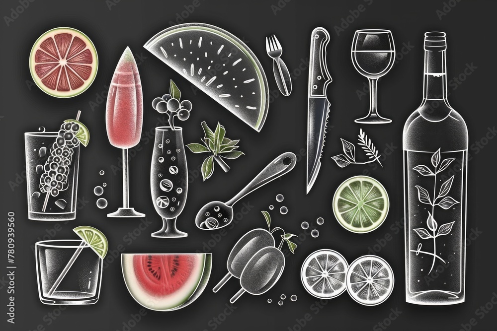 Poster various types of drinks and beverages, suitable for multiple occasions