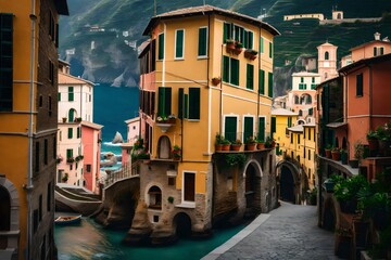 Fototapeta na wymiar A high-resolution photograph of Vernazza village, highlighting its charming streets and idyllic coastal setting in exquisite detail