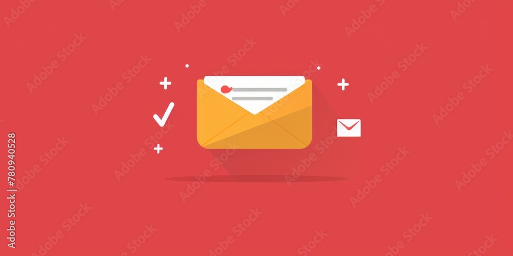 Poster A yellow envelope with a check mark symbol. Perfect for business and finance concepts
