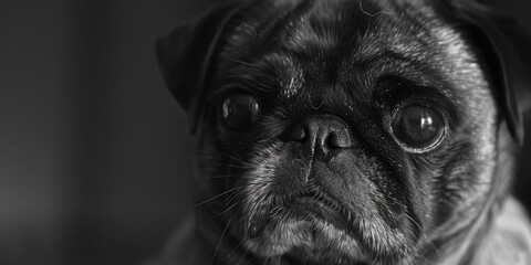 A charming black and white pug dog. Perfect for pet lovers