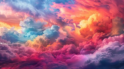 Mesmerizing Explosion of Vibrant Hues in the Dramatic Cloudscape - obrazy, fototapety, plakaty