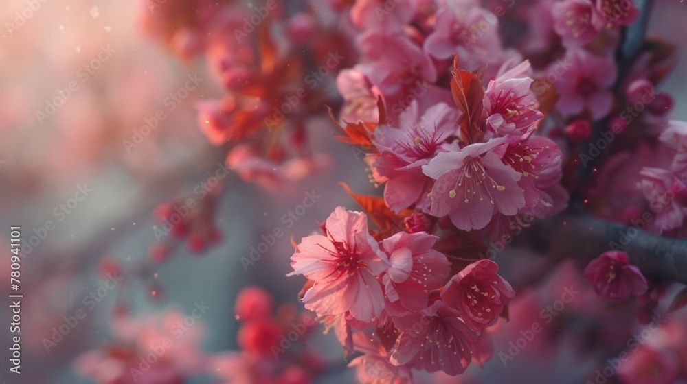Poster Close up of a bunch of flowers on a tree. Great for nature and spring concepts