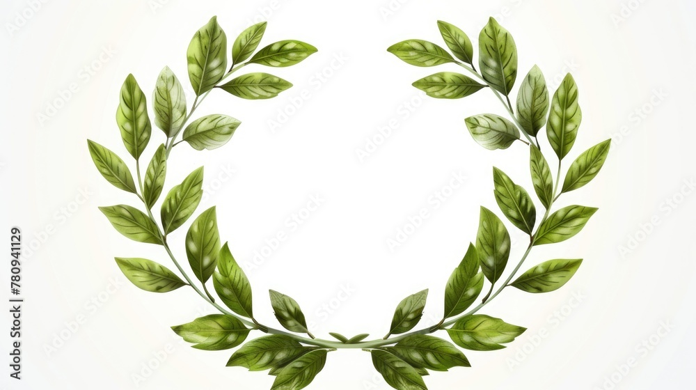 Poster Simple and elegant green leaf wreath on a clean white background. Perfect for various design projects