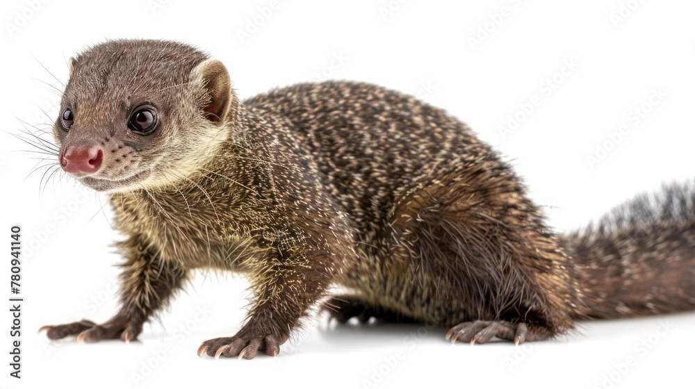 Poster close up of a small animal on a white surface. suitable for various projects