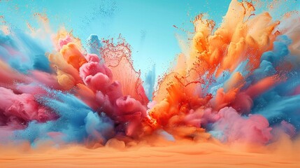 Vibrant Explosion of Colorful Dynamics and Digital Surrealism - obrazy, fototapety, plakaty