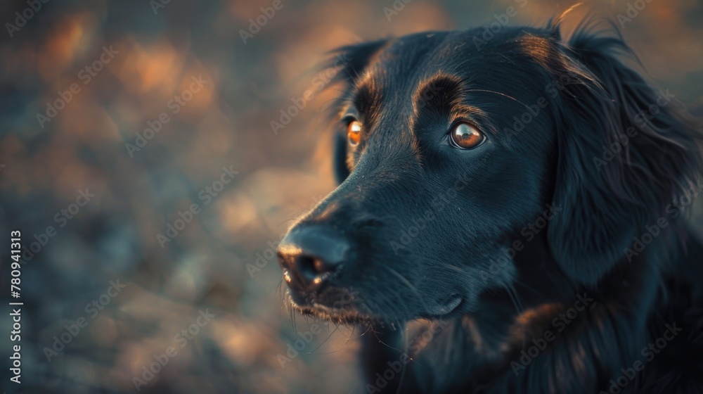 Aufkleber close up of a dog's face in a field, suitable for various projects