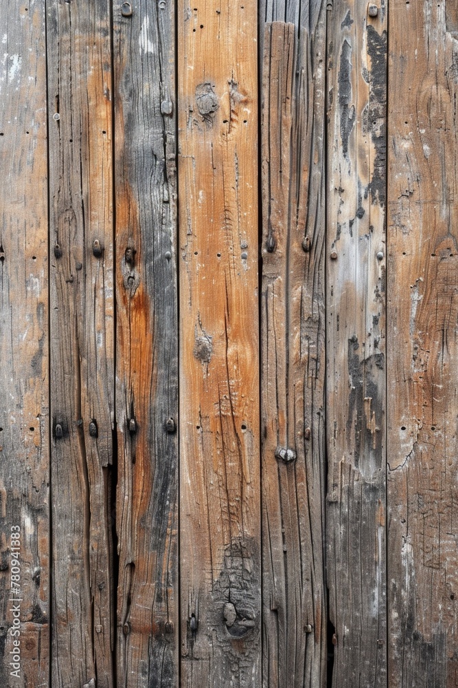 Poster close up of a wooden wall with peeling paint. perfect for background or texture use