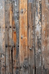 Fototapeta premium Close up of a wooden wall with peeling paint. Perfect for background or texture use