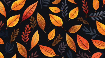 Bright autumn vector background colored various lea