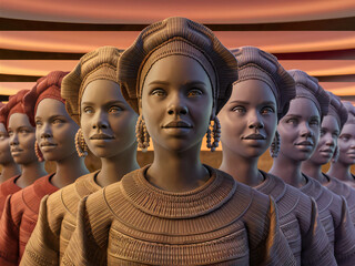 Mujeres africanas felices multiplicadas concepto de diversidad - obrazy, fototapety, plakaty