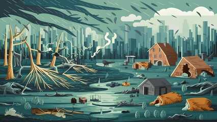 Town Submerged: A Devastating Flood Ravages Homes, Trees, and Lives