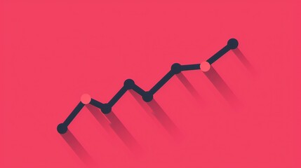 Simple Data Line Graph Showing Progress on Pink Background, Illustration for Business