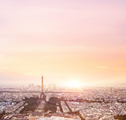 Sunset Eiffel tower and Paris city view form Triumph Arc. - 780942989