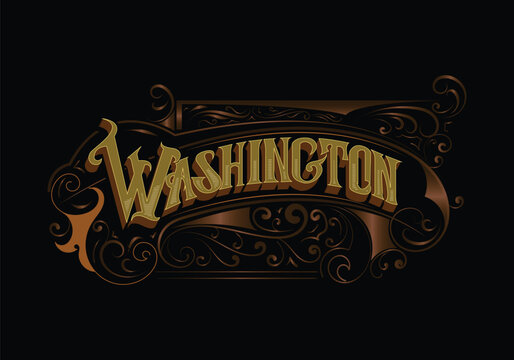 WASHINGTON word lettering custom design