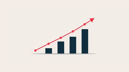 Dynamic Progress Bar: Simple Vector Progress Bar Chart with Red Arrow on Plain Background - Space for Copy Text, Business Resource