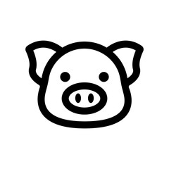 Pig head icon. Simple vector pig head from front. Pig looking forward, straight.