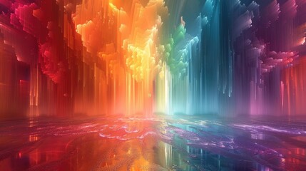 Captivating Waterfall of Prismatic Hues An Immersive Digital Landscape Exploring the Realm of Imagination