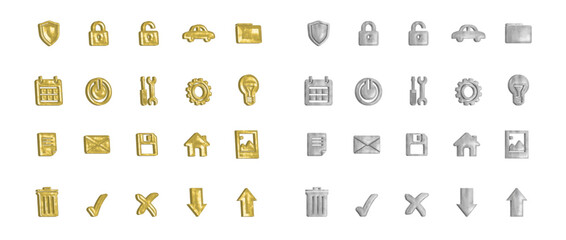 Assorted Gold and Silver Everyday Objects Icons
