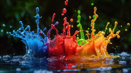 Vibrant Color Splashes in High Definition Clarity Capturing Dynamic Motion and Fluid