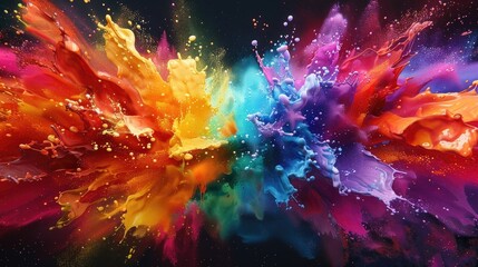 Obraz na płótnie Canvas Mesmerizing Explosion of Vibrant Hues and Dynamic Energy in Abstract Digital Art Composition