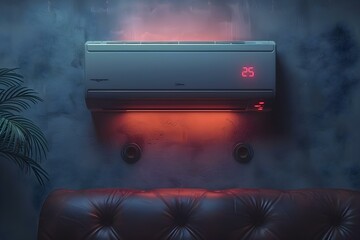 Managing the microclimate in the control room using a wall-mounted air conditioner for improved air quality. Concept Wall-Mounted Air Conditioner, Control Room, Microclimate Management