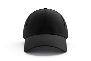 Black baseball cap isolated on a white background with space for a logo
