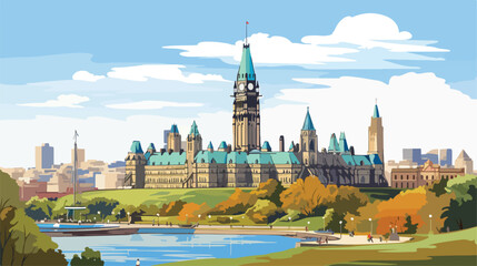 Building view with landmark of Ottawa is Canadas ca - obrazy, fototapety, plakaty