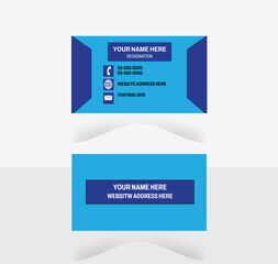 Company Modern Creative Clean Blue and White Simple Attractive Standard Business card Template