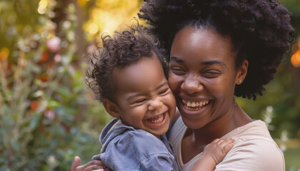 radiant laughter shared between african american mother and her joyful toddler
