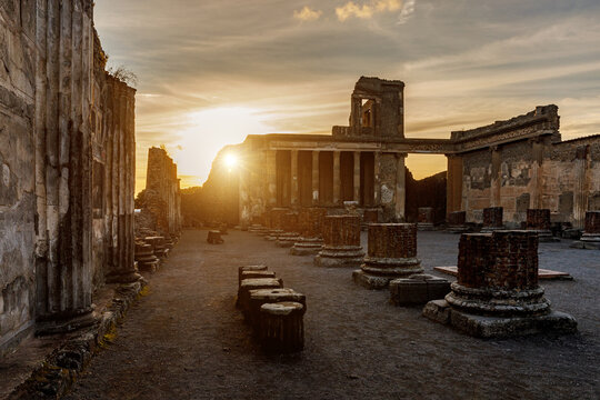 The Ruins of Ancient Pompeii: The Roman town was tragically destroyed by the eruption of Mount Vesuvius in 79 AD