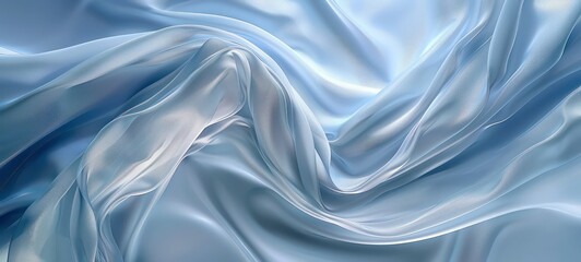 Fototapeta premium Beautiful silk flowing swirl of pastel gentle calming grey blue light cloth background. Mock up template for product presentation