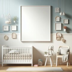 blank picture frame mockup on a wall vertical frame mockup in modern minimalist interior with plant in trendy vase on wall background, Template for painting, photo or poster